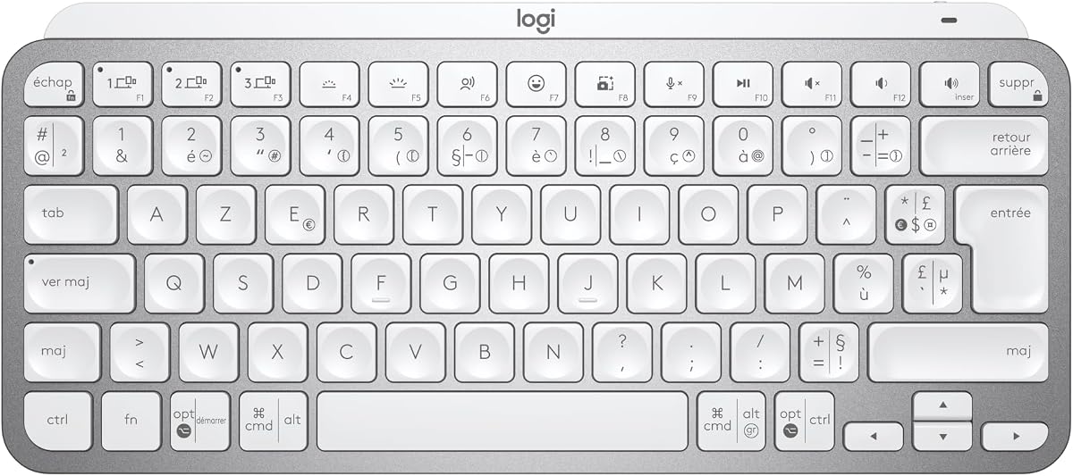 Logitech MX Keys Mini — clavier compact sans fil, rétroéclairé, AZERTY