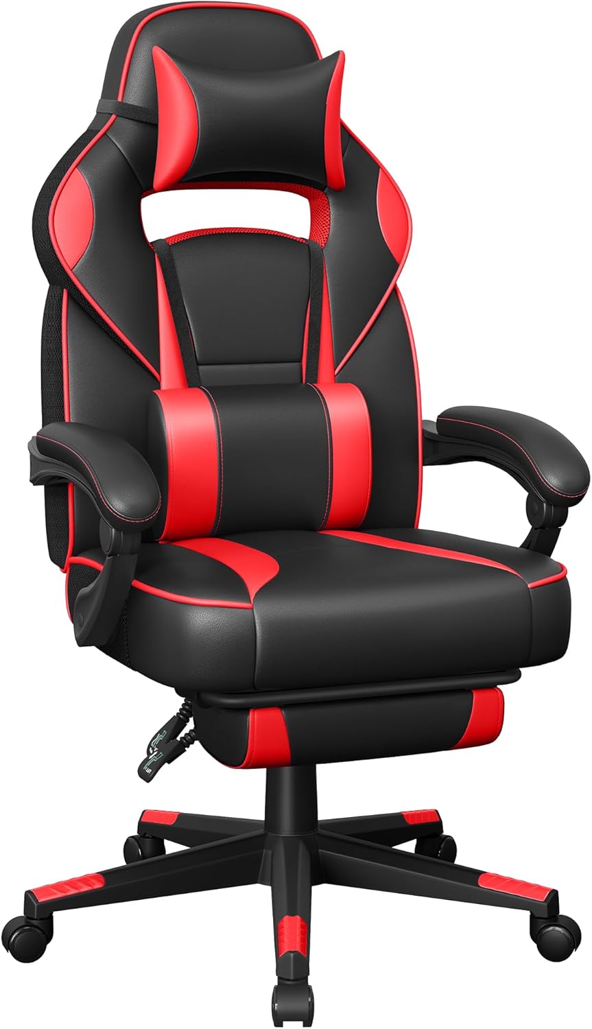 SONGMICS OBG73BRV1 — Noir/Rouge, accoudoirs 4D, charge 150 kg