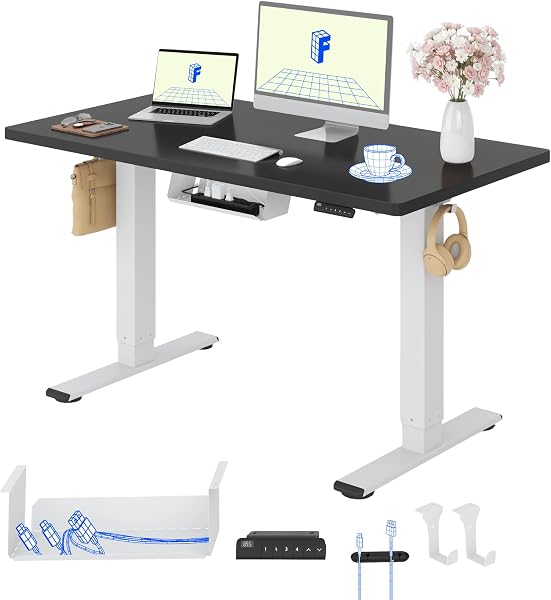 FLEXISPOT 120x60 cm — double moteur, plateau monobloc, mémoire de hauteur